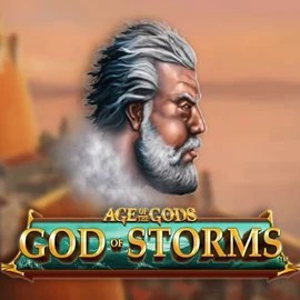 Age Of The Gods: God of Storms online game logo by Playtech on shufflekaszino.net