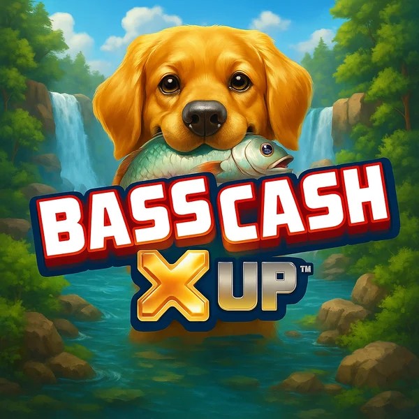 Bass Cash X UP slot logo by Alchemy Gaming at Shuffle Casino