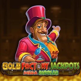 Gold Factory Jackpots Mega Moolah logo by Aurum Signature Studios at Shuffle Casino